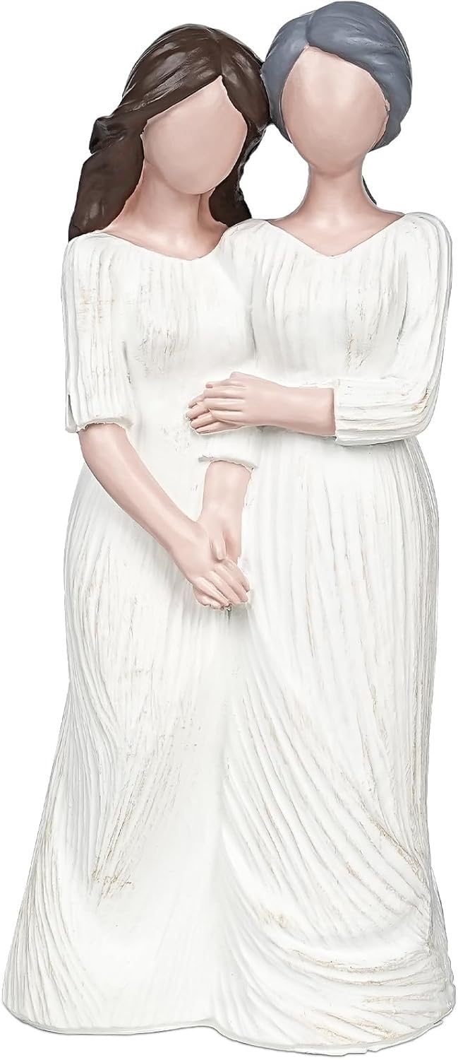 HQAYHSZD Mother and Daughter Figurine, Loving Mother Daughter Statue, Resin Ornament for Home Decor, Meaningful Gift for Mom Mother’s Day Birthday Christmas
