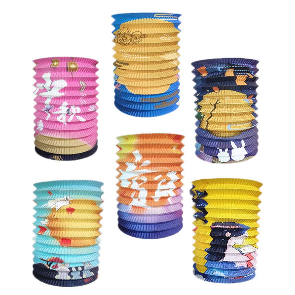 Uonlytech 6pcs Chinese Foldable Chinese Lanterns Mid-Autumn Festival Lanterns Hanging Decorations for Christmas Spring Festival Chinese New Year Birthday