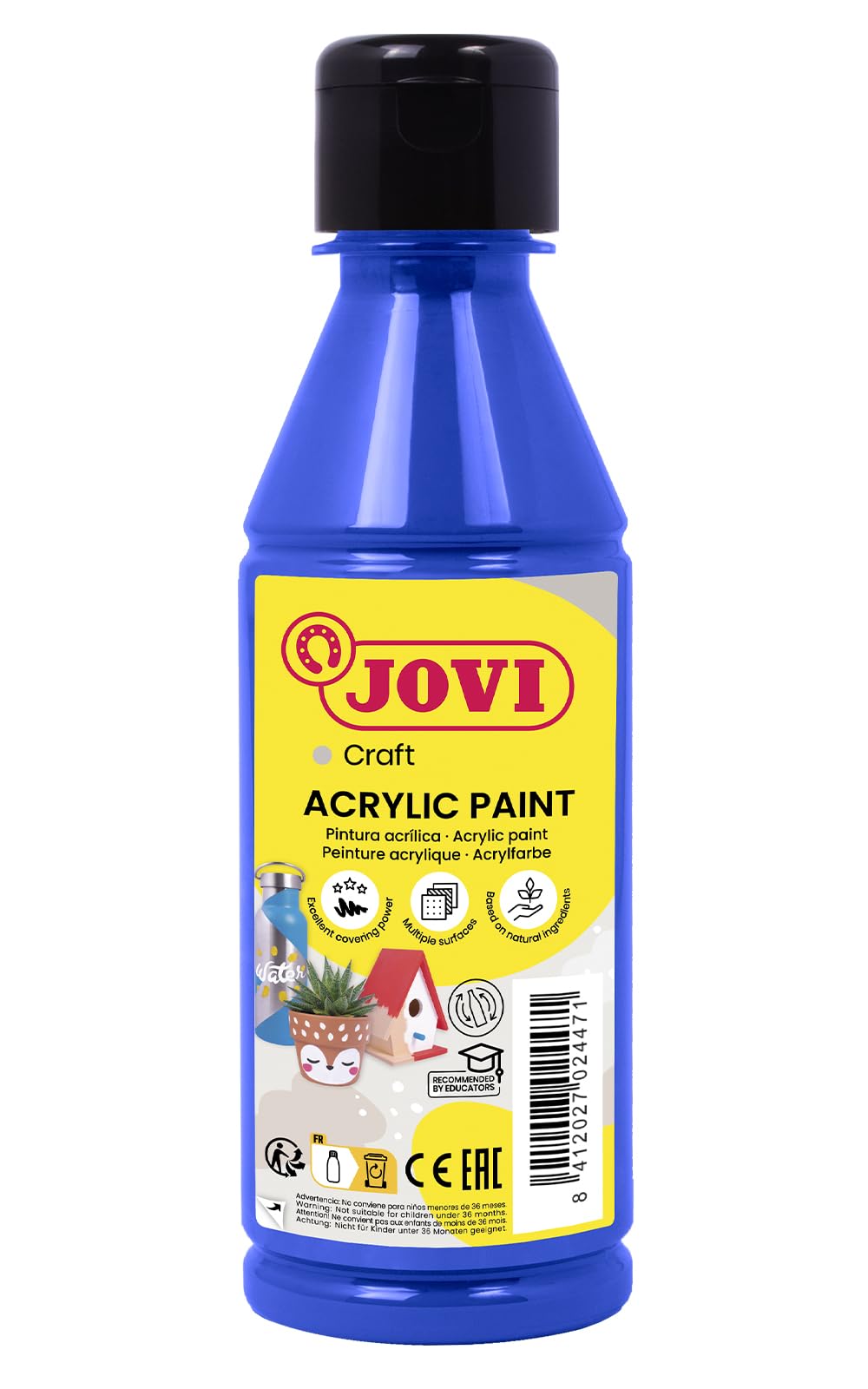 Jovi Jovidecor High Coverage Acrylic Paint for All Surfaces Water-Based 1 Bottle of 250 ml Ultra Blue