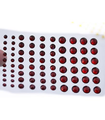 CraftbuddyUS 220pcs 3mm Red Self-Adhesive Rhinestone Strip Gems For DIY Crafts