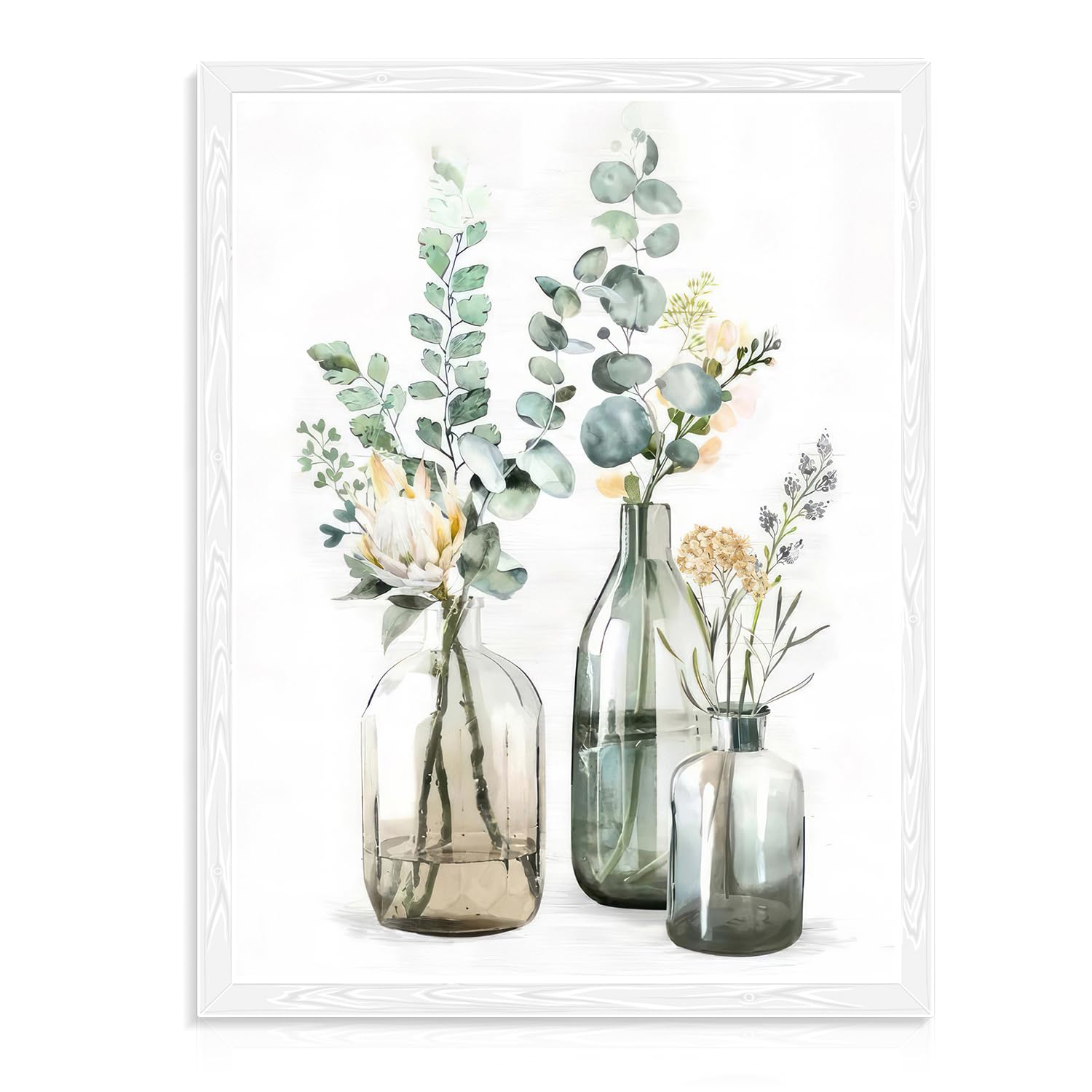 Dazzlewall Botanical Bathroom Decor Wall Art Bottles and Plants Floral Print Canvas for Bedroom Farmhouse Living Room 12x16 in Unframed