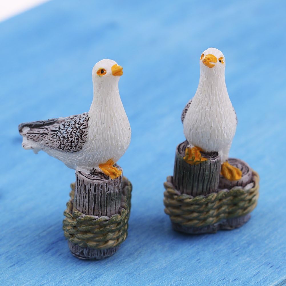 Towering Arrogant Tr DALU.A.F 4 PCS Mini Resin Seagulls Standing on the Stump Miniature Ornaments Plant Pots Bonsai Craft Micro Landscape DIY Decor Fairy Garden Dollhouse Accessory