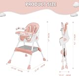 UBRAVOO 3-in-1 Baby High Chair Foldable Pink Dining Chair Tray Toy Rack view 8