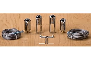 DISPLAYS2GO Ceiling Mounted Cable Hanging System, 3/4 x 2-Inch Sign Clamps, Chrome Finish Stainless Steel, to Hold Sign Panels