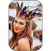 GENBREE Feather Headband Indian Headdress Crown Headpiece Carnival Fascinator Costume Hair Accessories for Women