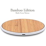 SurgeDisk Wireless Charger Bamboo Qi Charging Pad Ultra Slim & Sleep-Friendly Universal Newest Model for iPhone X iPhone 8 Plus iPhone 8 Samsung Galaxy S8+ S8 S7 S7edge S6 & all Qi enabled devices