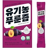 DAJEONGHEON Organic Prune Juice Stick Packets - 100% Pure NFC Cold-Pressed Juice, No Added Sugar or Water, Convenient Portable Liquid Sticks for Digestion &amp; Gut Health, 14 Count (9.87 oz, 280g) 다정헌 유기농푸룬즙