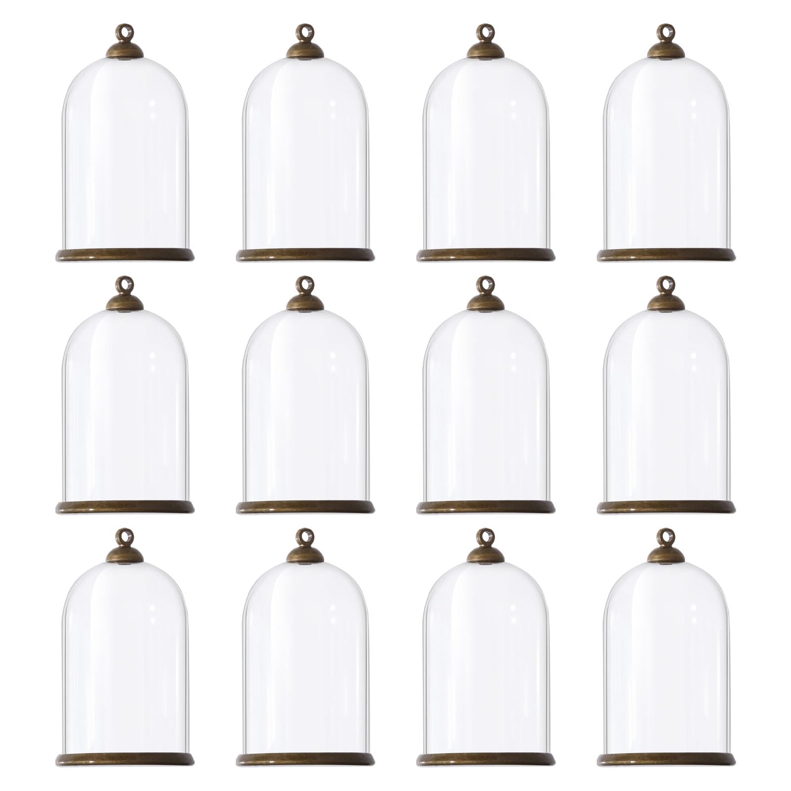 CHGCRAFT 12Pcs Clear Glass globe Charm DIY Pendant Kits with Brass Tray Settings Bead Cap Bails Antique Bronze Glass Dome for Bracelet Necklace Jewelry Making DIY