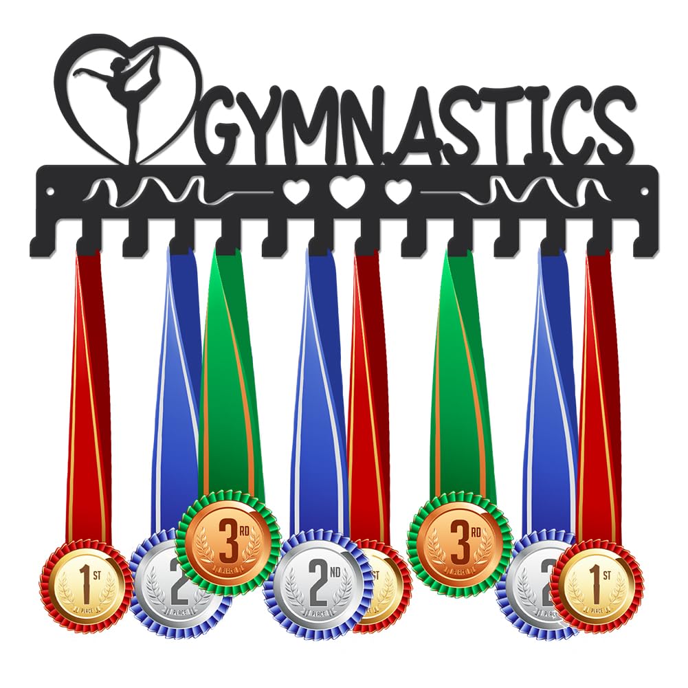 SUPERDANT Gymnastics Medal Holder Women's Gymnastics Medal Hanger Display Metal Medal Hanger Rack with Hooks Gymnastics Medal Hanging Decor Wall Mount Gifts for Athletes and Kids