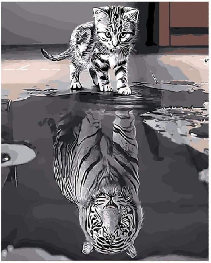 BALIWANLSY Wooden Puzzle 1000 Piece Jigsaw Puzzle for Adults - Cat And Tiger - Family Educational Games, 75x50cm
