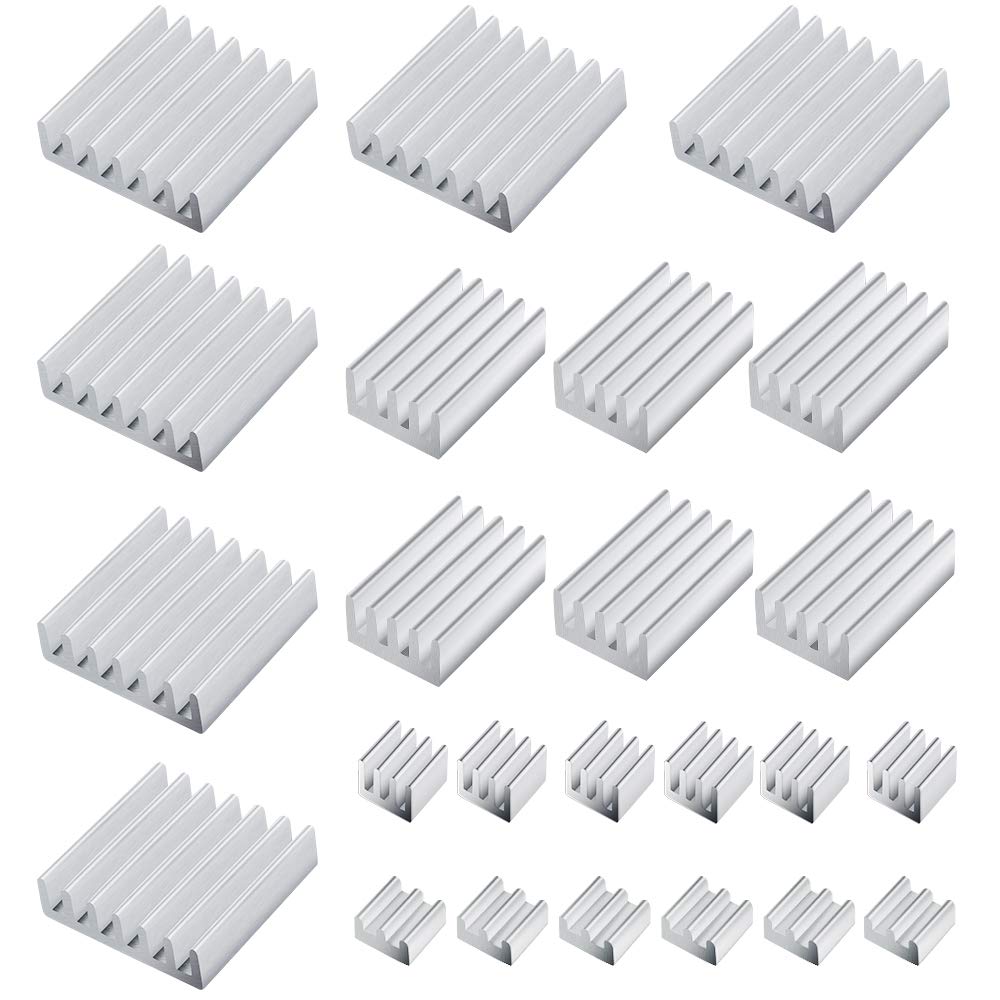 24 Piece Heatsinks For Raspberry Pi 4 Model B, Raspberry Pi 4B Heatsink Kit, Aluminum Heat Sink Cooler Kit, Aluminum with Thermal Conductive Adhesive Tape For Raspberry Pi 4B
