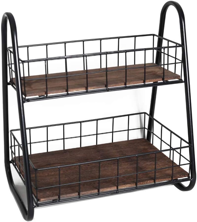 INDIAN DECOR 21099 Kitchen Shelf Wrought Iron DoubleLayer Spice Rack