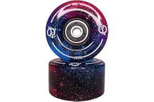 GALAXY SKATES Light-Up Roller Skate Wheels – Set of 8 Dual-Color LED Wheels with Bearings – 58mm x 32mm – Indoor/Outdoor (Mercury Twilight)
