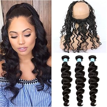 Amazon Com Loose Deep Wave Brazilian Human Hair 3 Bundles With