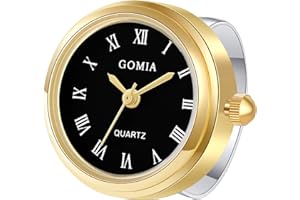 JewelryWe Men Women Finger Watch Round Dial Roman Numeral Quartz Adjustable Open Band Ring Watches for Christmas