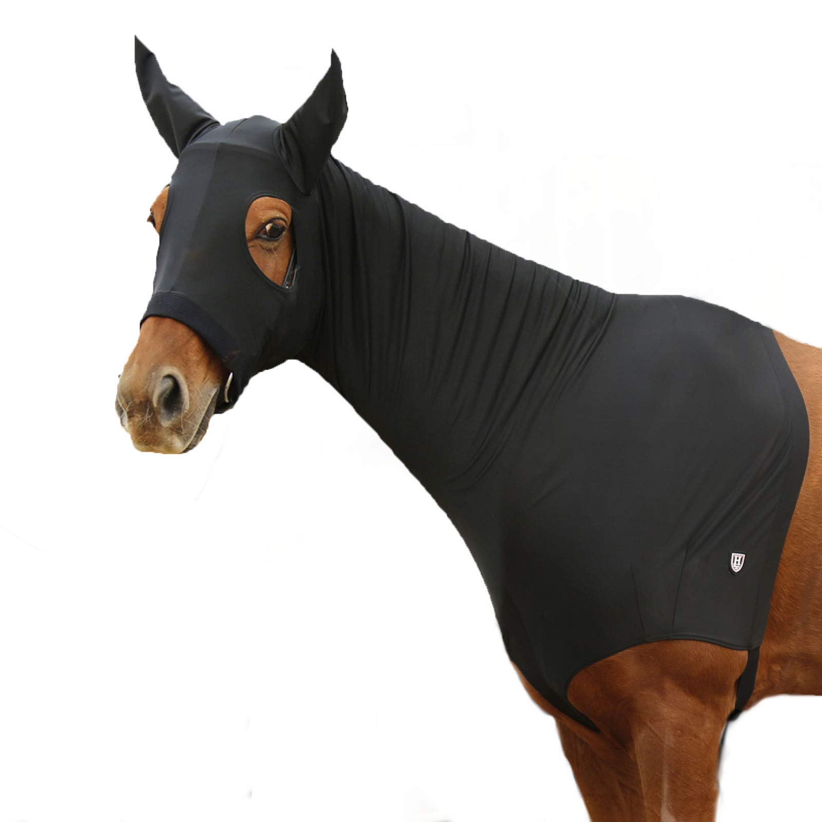 Harrison Howard Horse Hood Stretch Horse Hood with Zip-Black M