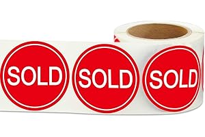 WELL TILE Red Small Sold Stickers Dot 1" Round Sold Point of Sale Price Pricing Inventory Control Labels for Retail Store Yard Sale 500/Roll