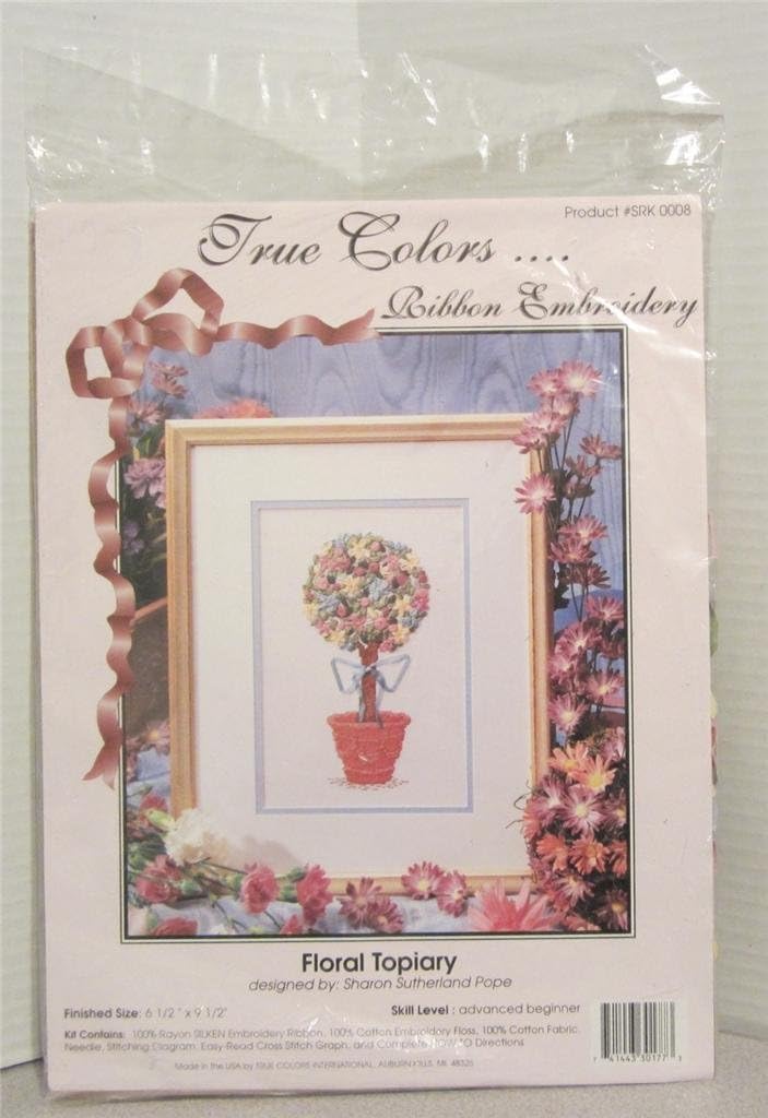 Floral Topiary-Ribbon Embroidery Kit-True Colors
