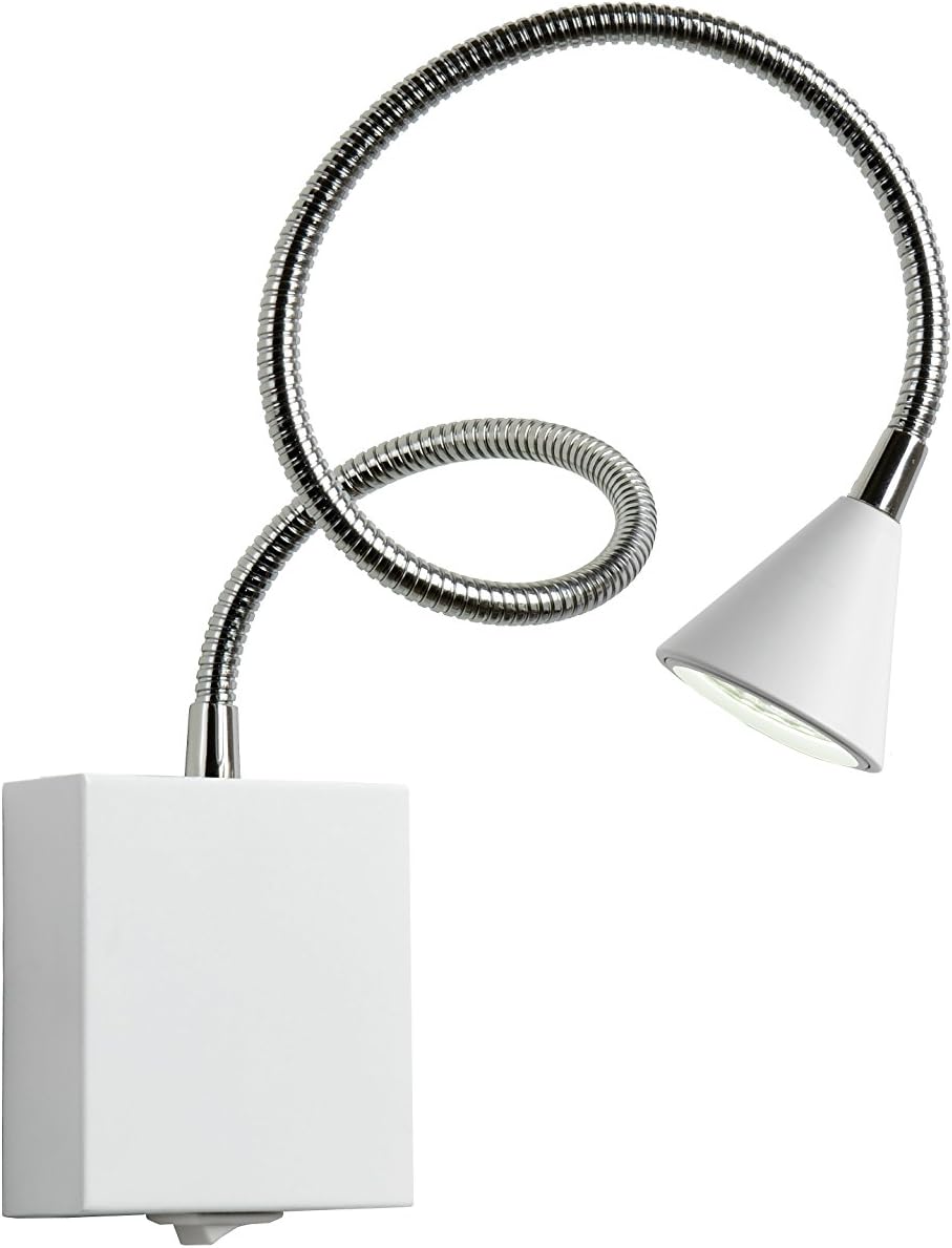 LUCIDE Bedside lamp, Metal, Integrated LED, 3 W, White, Chrome, 8 x 50 x 60 cm - Image 5
