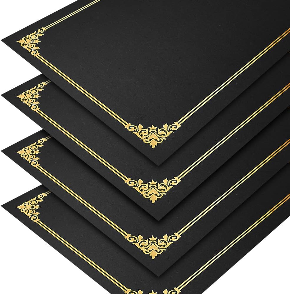 SUNEE Certificate Holders(Black, 30 Pack), Diploma Covers Gold Foil Border, for Letter Size 8.5x11 Certificates, Cardstock, Document Papers : Office Products