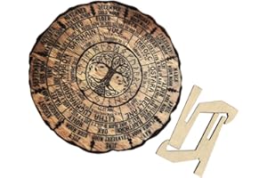 SHINEOFI Wheel Of The Year Wood Sign- Sabbats Pagan Witch Sign Tree of Life Calendar Vintage Handmade Sign Pagan Witch Sign