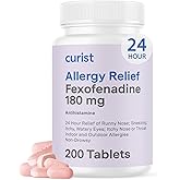 Curist Fexofenadine Hydrochloride 180mg (200 Tablets) Non Drowsy Allergy Medication - 24 Hour All Day Allergy Relief Tablets for Runny Nose, Itchy Eyes and Throat - Hay & Cedar Fever (200 Tablets)