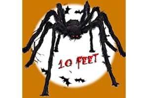 EPESL Halloween Spider Outdoor Decorations, 10Ft Giant Hairy Black Spider, Scary Fake Huge Spider Props for Halloween Indoor, Outdoor and Yard Patio Window Creepy Decor Supplies