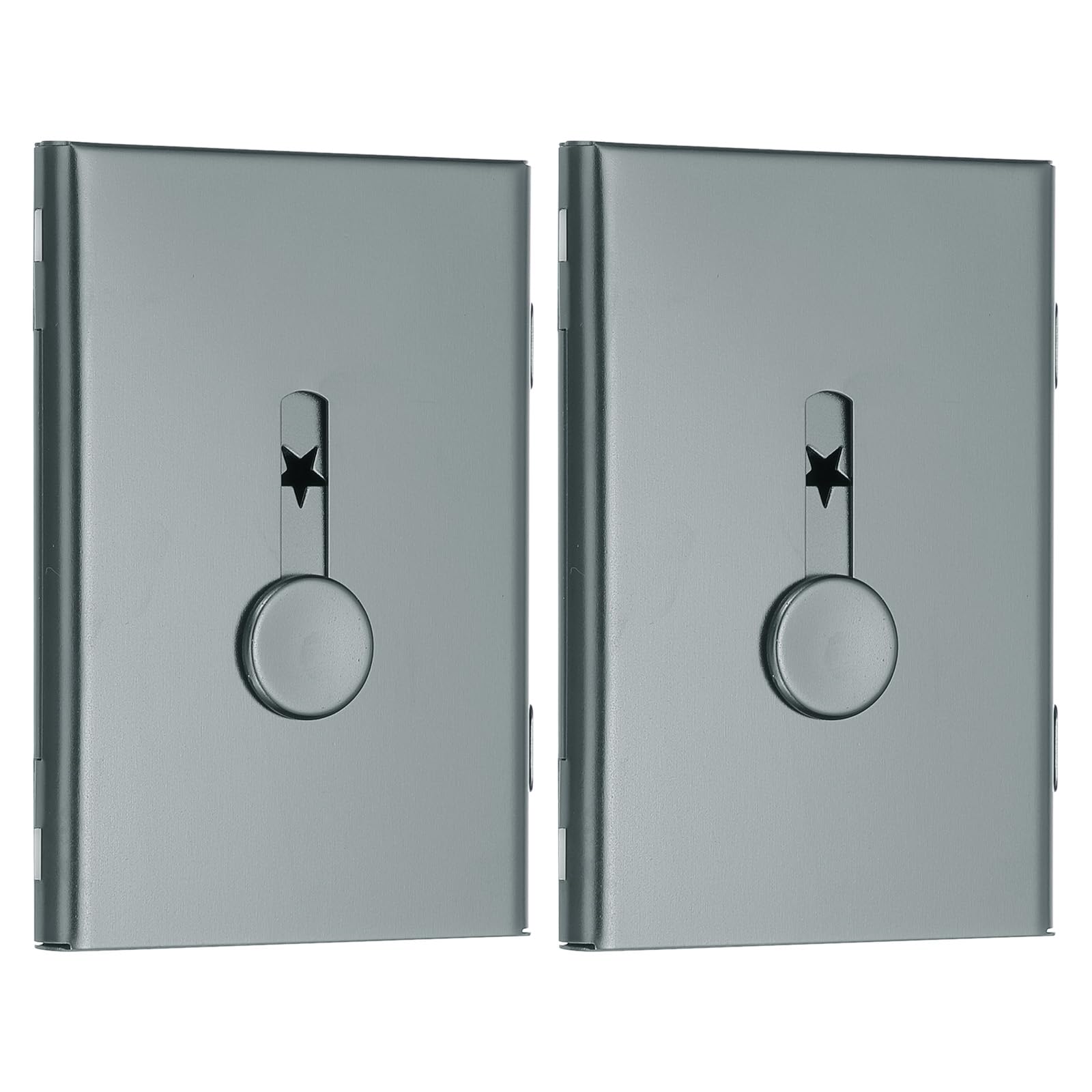 PATIKIL 2 Pcs Business Card Holder, Thumb Drive Business Card Holder Portable Business Card Holders Alloy Slide Out Card Case for Business Meeting, Grey