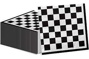 100 Pcs Black and White Checkered Napkins, Racing Car Party Supplies Black and White Paper Napkin Lunch Napkin for Race Car T