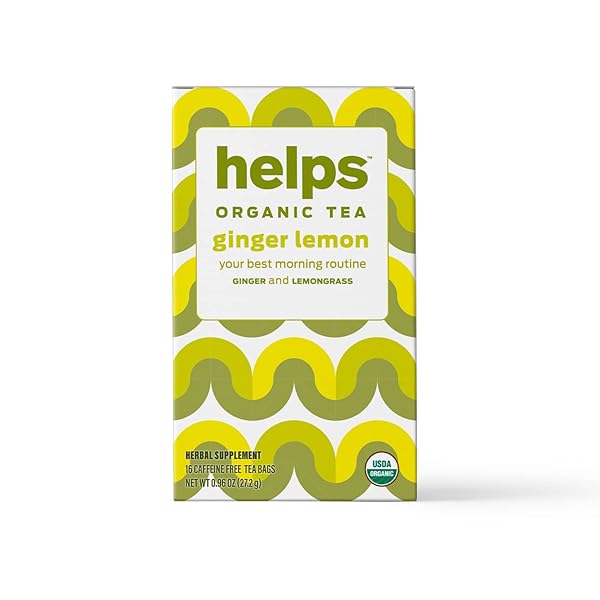 HELPS TEAS | HELPS GINGER LEMON TEA | ORGANIC HERBAL BLEND OF GINGER AND LEMONGRASS THAT PROMOTE A HEALTHY DIGESTION NATURALLY CAFFEINE-FREE| 16 TEA BAGS |