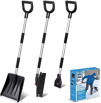 Amazon 3in1 雪かきスコップ 21最新バージョン 雪かき 車載スコップ スノーダンプ 除雪 組み立てタイプ 除雪ブラシ スクレーパー付き 除雪用品 携帯スコップ 超軽量 収納に便利 園芸 アウトドア 伸縮式 85cm 115cm コンパクト 女性 子供 にも スノーダンプ