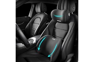 Sothuba Car Lumbar Support Pillow and Car Neck Pillow Kit, Ergonomic Car Seat Headrest & Lumbar Cushion with Adjustable Strap for Neck Back Pain Relief, for Office Chair/Truck/Wheelchair (Black)