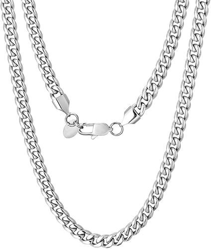 Amazon Krkc Co 6mm 喜平ネックレス ステンレス キューバンチェーン 18ｋ金メッキ キヘイ チェーン 2面カット メンズネックレス レディース リンク チョーカー ヒップホップ ラッパー ダンサー B系 アクセサリー ホワイトゴールド 51 ネックレス 通販