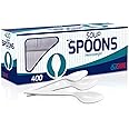400 pack Extra Heavyweight Disposable White Plastic Soup Spoons -Heavy Duty White Cutlery-Utensils, Parties, Dinners, Catering Services, Family Gatherings