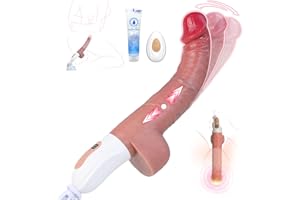 Vibrator Sex Toys Thrusting Dildo，10" Silicone Realistic Dildos Sex Machine with 9 Thrusting & Wiggle-Vibration for Vagina An