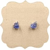Tanzanite and Sterling Silver Crystal Stud Earrings
