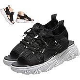 Women's Open Toe Tennis Shoes – Orthopedic Wedge Sandals with Arch Support, Breathable Mesh Lace-Up Sneaker Sandals, Thick Soled Walking Shoes for Summer, Casual Beach & Outdoor Wear