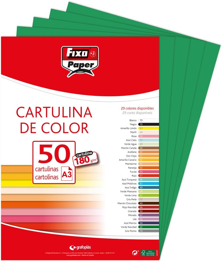 Fixo 11120322 - Pack of 50 Card, A3, Dark Green