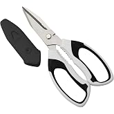 BoFuYuan Utility Scissors All Purpose heavy duty 8-Inch White | Comfort Grip, Sharp Serrated Blades Cutting Carpet Cardboard Wire Fabric, Multipurpose Shears for Kitchen Garden Office Craft