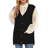 Hyipels Women's Sweater Vest,Long Cable Loose Knitted Sleeveless V Neck Casual Sweaters Tank Top S~XL