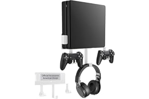 NYMUS Wall Mount Kit with Detachable 2 Controller Holder & Headphone Hanger, Metal Wall Mount Stand Compatible with PlayStation 4 Slim