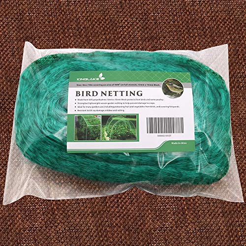 KINGLAKE Vogelnetze Vogelschutznetz Engmaschig 4x10m, Vogelnetz Pflanzenschutznetz Stabil, Laubnetz, Hochbeet Netz Abdeckung Gartennetz für Hochbeete Hühner Teich Kirschenbaum, Löcher 1.5x1.5cm-Grün – Bild 5