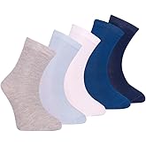 Petit Minou Mochi Kids Seamless-Toe Viscose derived from Bamboo Crew Socks (5-Pack)