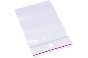 Minigrip Red Line MGRL4PH02503 Polyethylene (LDPE/LLDPE Blend) Clear Reclosable Bag, Hang Hole, 3" Length, 2.5" Width (Pack of 1000)