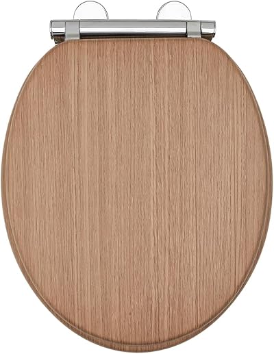 AQUALONA Premium Tongue and Groove Soft Close Toilet Seat Oak
