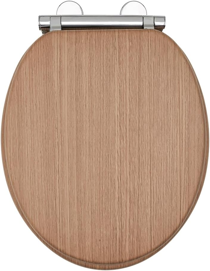 AQUALONA Premium Tongue and Groove Soft Close Toilet Seat Oak