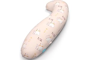 BYRIVER 35" Small Body Pillow for Kids Girls with Washable Cute Kitten Cotton Pilllow Cover, Gift for Kids Age 3+