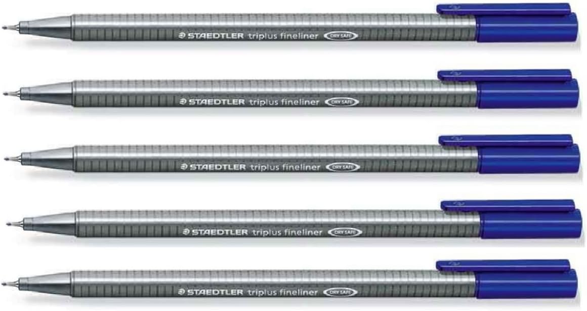 Staedtler Blue 0.3mm Triplus Fineliner Fine Line Pens Superfine Dry Safe & Washes Out Of Most