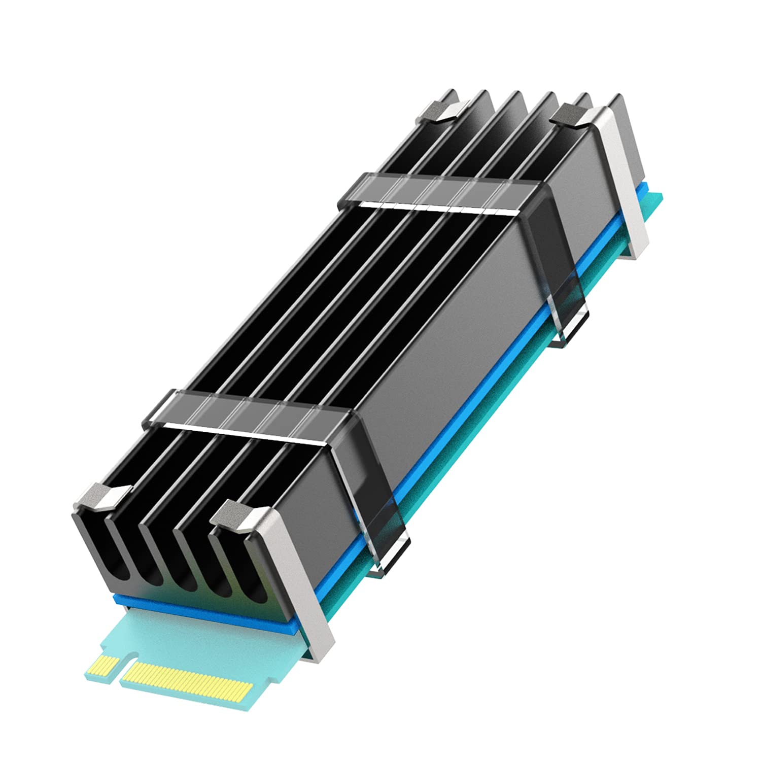 GLOTRENDS M.2 Heatsink Kits with Thermal Pad for 2280 M.2 SSD, Fit for Desktop PC Installation, 22x70x10mm Aluminum Body
