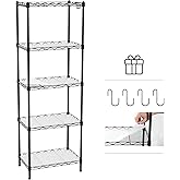 WORKPRO Storage Shelves, 5-Tier Metal Shelving, Garage Wire Rack, 17-3/8"W x 11-1/2"D x 51-1/2"H, 550 LBS Load Capacity, Standing Food Shelving Unit, Adjustable Shelf for Kitchen Pantry Closet Garage